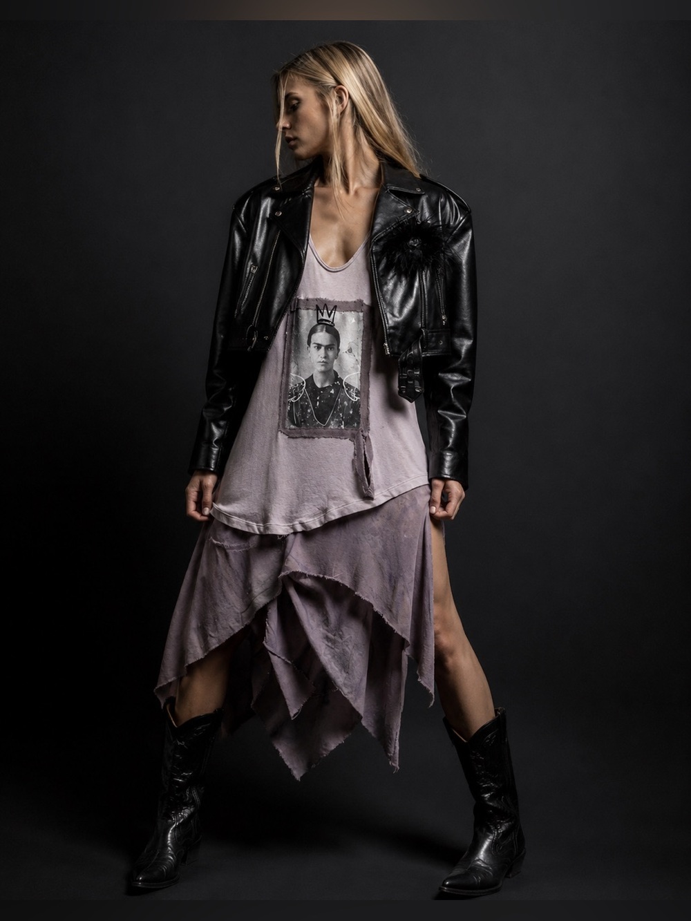 “Viva la Frida” Hand Crafted Lavender Tie-Dye Layered Tank Dress